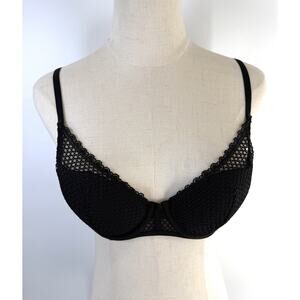 Victorias Secret Plunge Bra 34C Black Netted